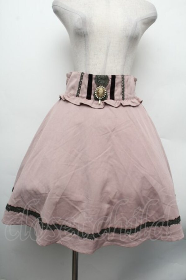 画像1: axes femme / ベロアライン使いフレアスカート  ピンクベージュ S-26-02-15-050-AX-SK-HR-ZS (1)