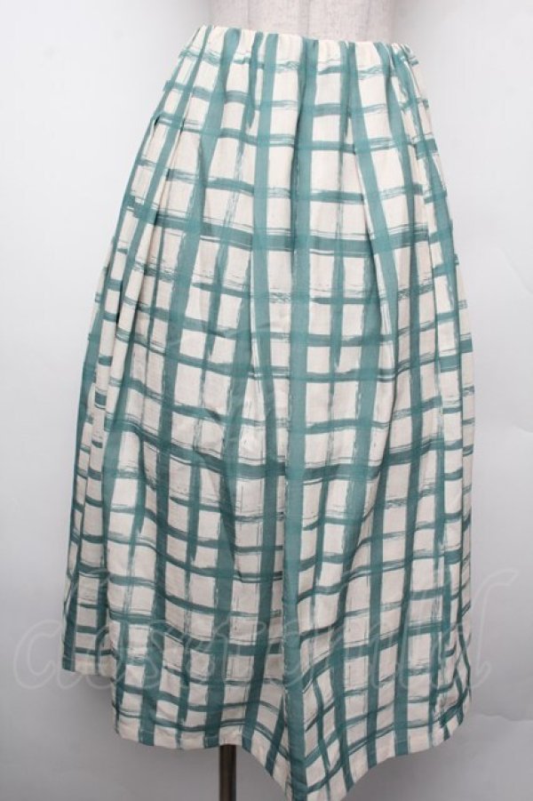 画像1: an another angelus / ペイントタッチ柄タックスカート F グリーン×白 S-26-02-15-051-CA-SK-TE-ZS (1)