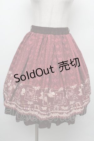 画像: axes femme / トランプメルヘン柄スカート/Disney  ワイン S-26-02-15-055-AX-SK-HR-ZS