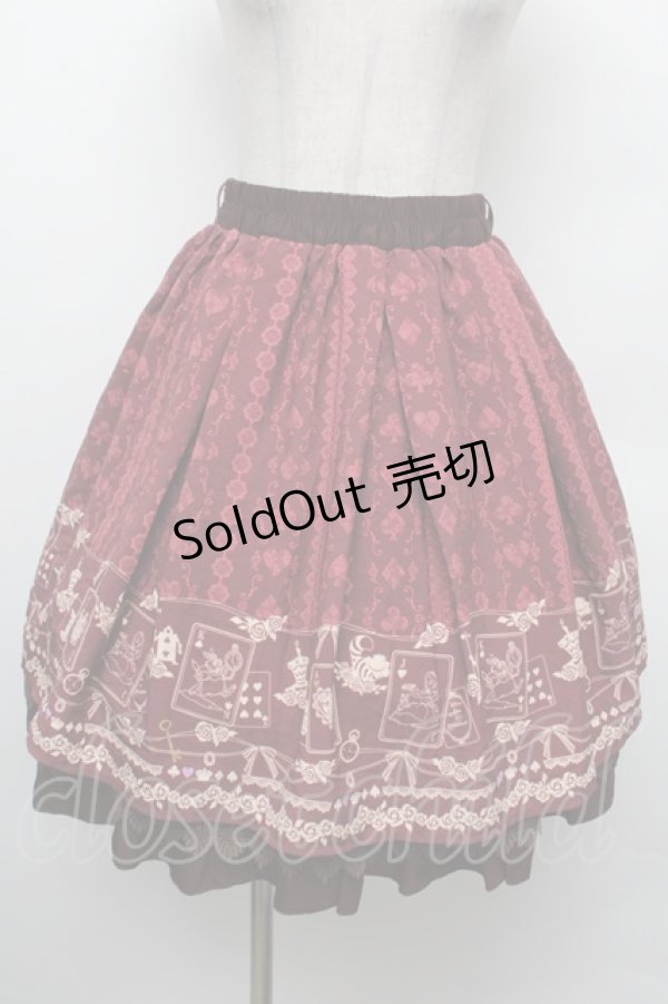 画像1: axes femme / トランプメルヘン柄スカート/Disney  ワイン S-26-02-15-055-AX-SK-HR-ZS (1)