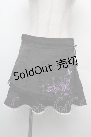 画像: h.Jelly HONEY / 蝶刺 ジャガードスカート  黒 S-26-02-15-056-HN-SK-HR-ZS