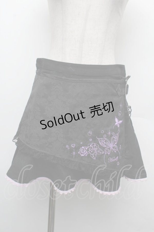 画像1: h.Jelly HONEY / 蝶刺 ジャガードスカート  黒 S-26-02-15-056-HN-SK-HR-ZS (1)