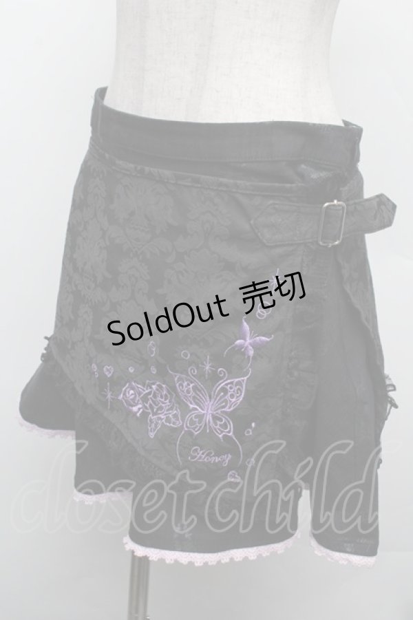 画像3: h.Jelly HONEY / 蝶刺 ジャガードスカート  黒 S-26-02-15-056-HN-SK-HR-ZS (3)