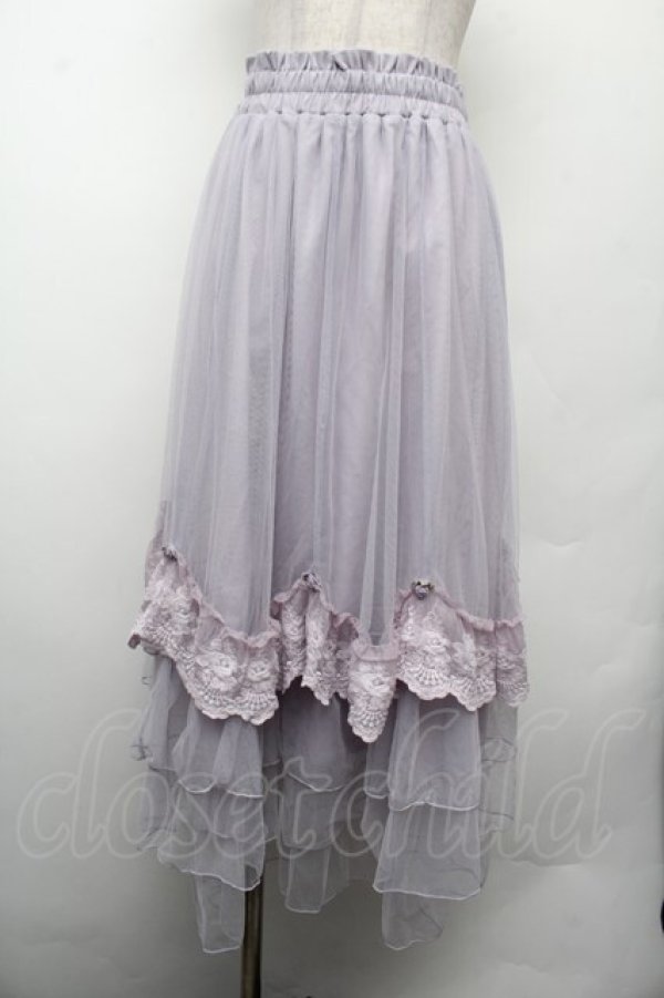 画像1: axes femme / ローズ付ドレープチュールスカート F ラベンダー S-26-02-15-060-AX-SK-TE-ZS (1)
