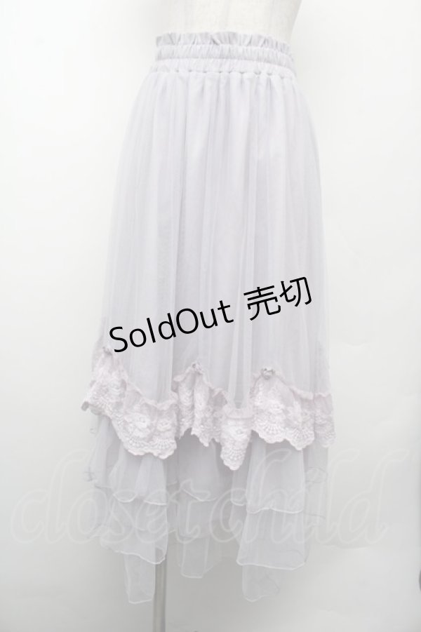 画像1: axes femme / ローズ付ドレープチュールスカート F ラベンダー S-26-02-15-060-AX-SK-TE-ZS (1)