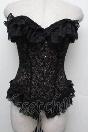 画像: PrivateSquare. / ローズレースコルセット  黒ｘベージュ S-26-02-15-013-LO-ZA-HR-ZS
