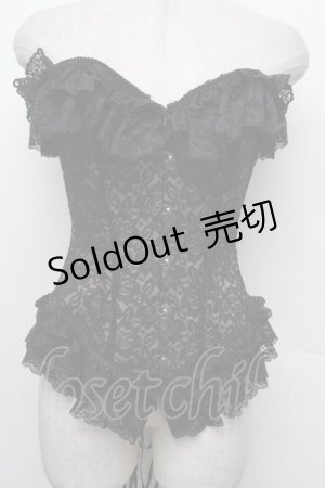 画像: PrivateSquare. / ローズレースコルセット  黒ｘベージュ S-26-02-15-013-LO-ZA-HR-ZS