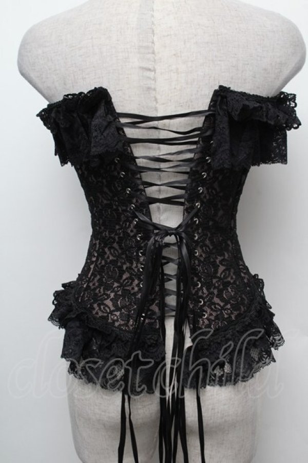 画像2: PrivateSquare. / ローズレースコルセット  黒ｘベージュ S-26-02-15-013-LO-ZA-HR-ZS (2)