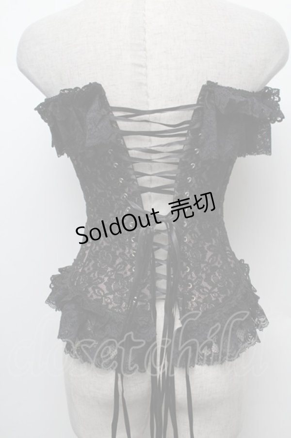 画像2: PrivateSquare. / ローズレースコルセット  黒ｘベージュ S-26-02-15-013-LO-ZA-HR-ZS (2)