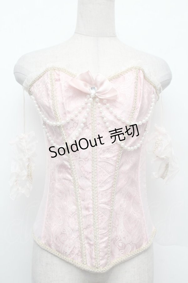 画像1: GOTH / サテンジャガードコルセット M ピンク S-26-02-15-015-GO-TO-HR-ZS (1)