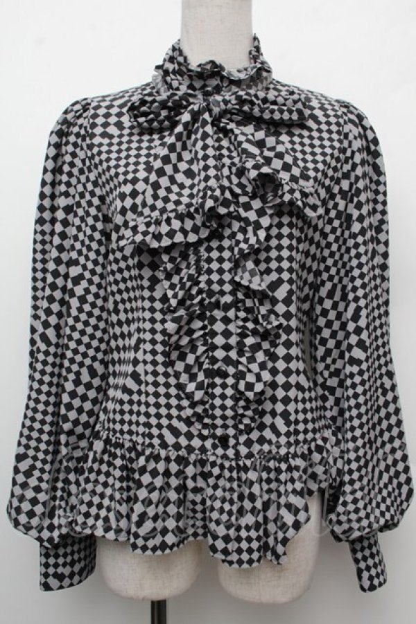 画像1: ALICE and the PIRATES / ダイヤの迷宮ブラウス  グレーｘ黒 S-26-02-15-022-PA-BL-AS-ZS (1)