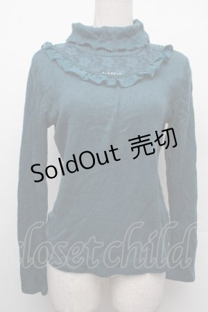 画像: axes femme / レース切り替えテレコニットソー  グリーン S-26-02-15-025-AX-TO-AS-ZS