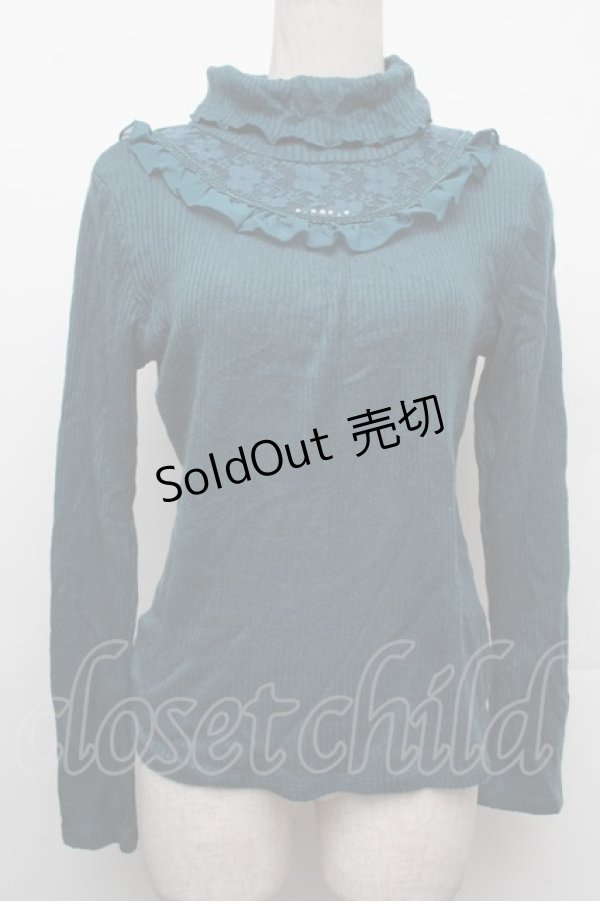 画像1: axes femme / レース切り替えテレコニットソー  グリーン S-26-02-15-025-AX-TO-AS-ZS (1)