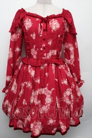 画像: LIZ LISA / ブーケハート柄ワンピース  ワイン S-26-02-15-037-LO-TO-AS-ZS