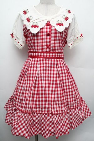 画像: LIZ LISA / ストロベリーレースギンガムワンピース  赤Ｘ白 S-26-02-15-038-LO-OP-AS-ZS