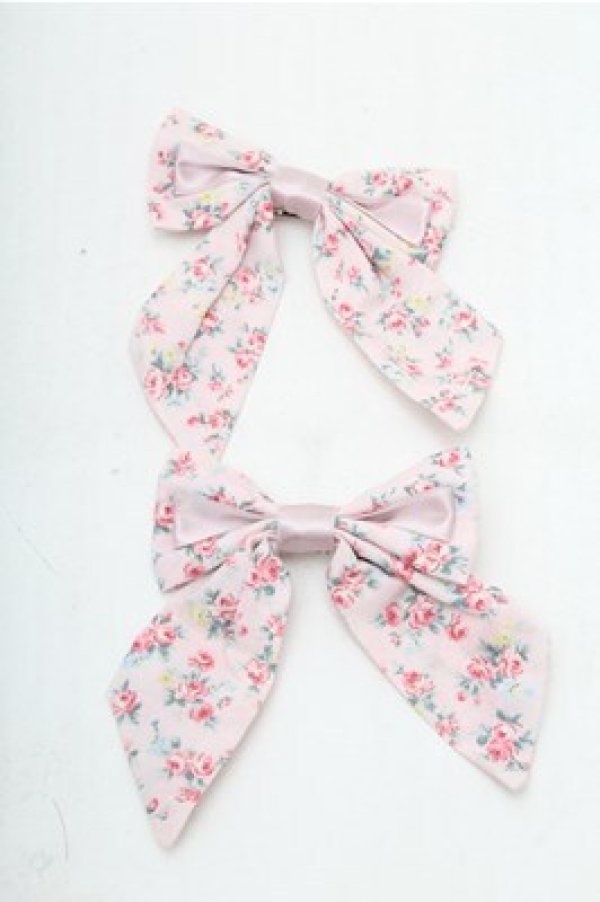 画像1: Innocent World / ミニバラツインリボンクリップ  ピンク S-26-02-17-001-IW-AC-AS-ZS (1)