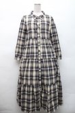 画像1: evelyn / チェックティアードワンピース  紺ｘオフ S-26-02-17-032-LO-OP-AS-ZS (1)