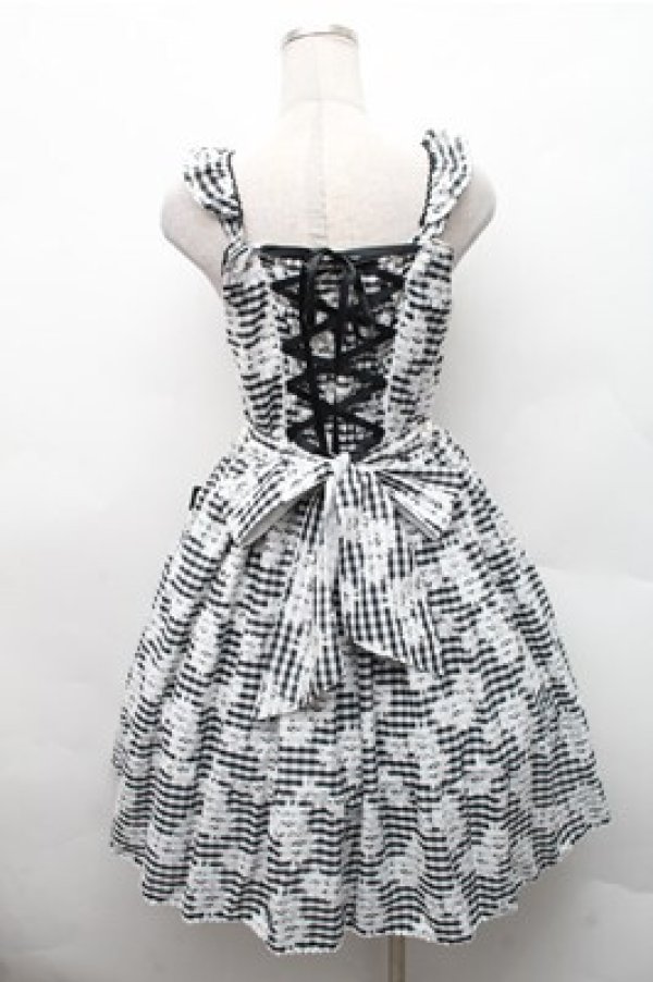 画像2: BABY,THE STARS SHINE BRIGHT / Fragrant Floral Menuet ジャンパースカート  黒ｘ白 S-26-02-17-034-BA-OP-HR-ZS (2)