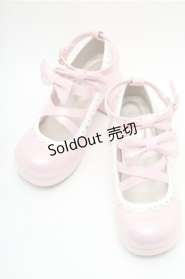 画像1: axes femme kawaii / ダブルリボンスカラップパンプス M ピンク S-26-02-17-006-AX-SH-HR-ZS (1)