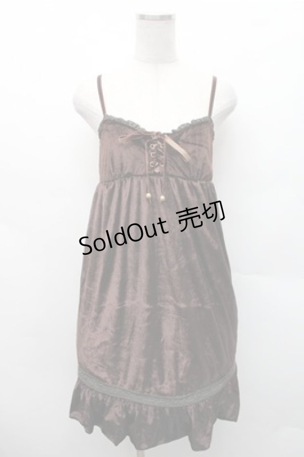 画像1: LIZ LISA / ベロアキャミソールワンピース  ブラウン S-26-02-17-039-LO-TO-AS-ZS (1)