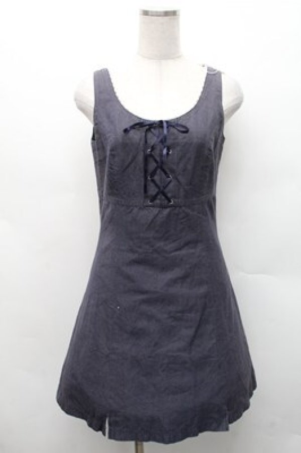 画像1: Emily Temple cute / 裾チュールノースリーブワンピース  紺 S-26-02-17-040-ET-OP-AS-ZS (1)