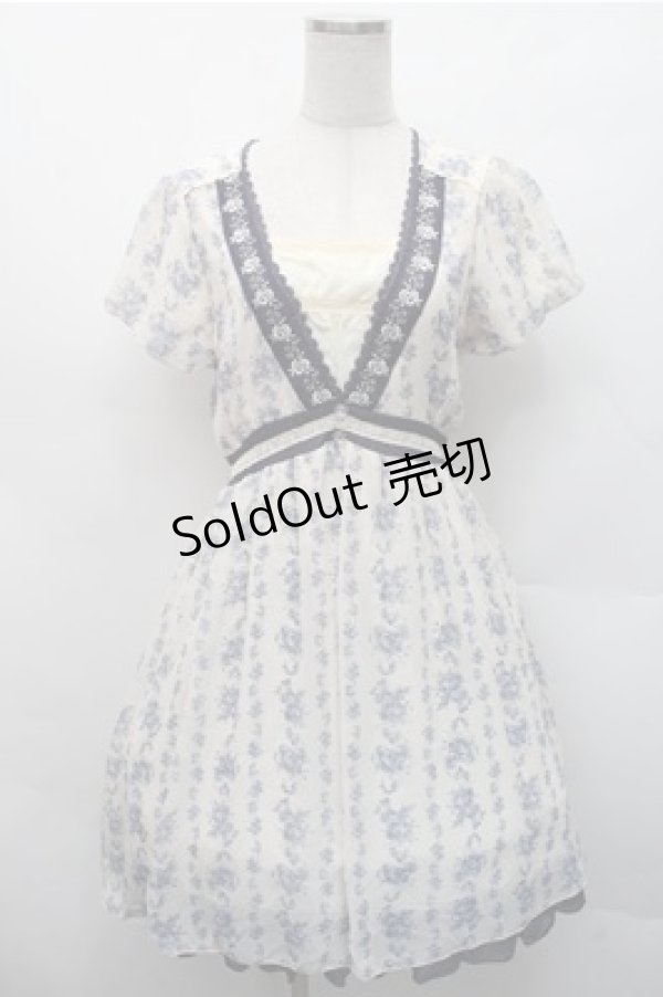 画像1: axes femme / ブーケストライプワンピース  オフｘ紺 S-26-02-17-041-AX-OP-AS-ZS (1)