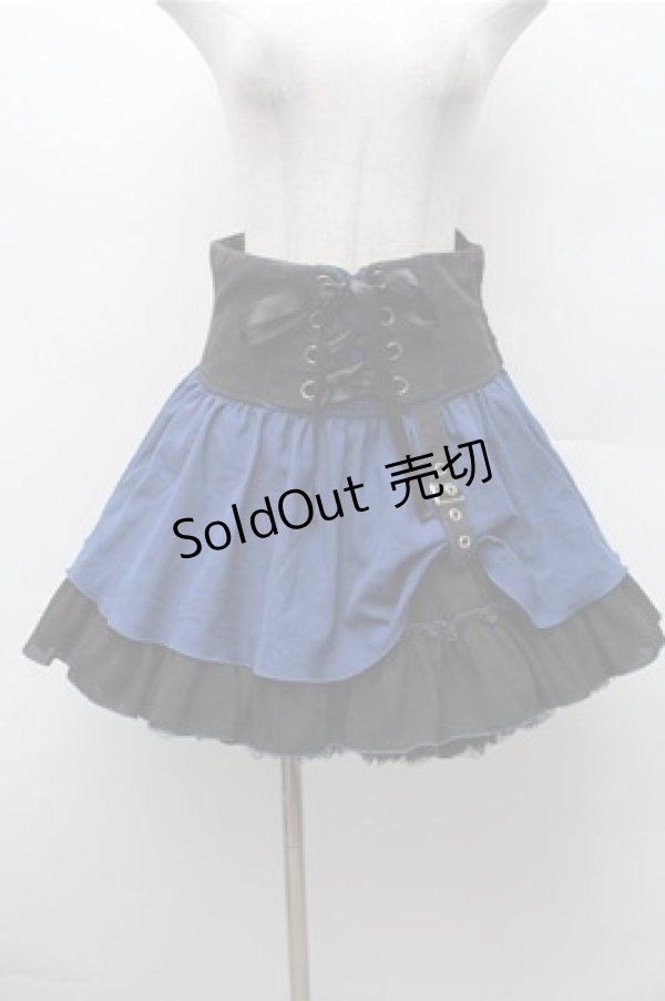 画像1: ALGONQUINS / ふんわりティアードスカート  黒ｘ青 S-26-02-17-042-AL-SK-AS-ZS (1)