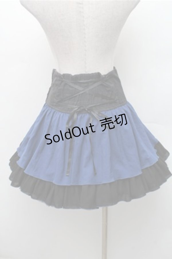 画像2: ALGONQUINS / ふんわりティアードスカート  黒ｘ青 S-26-02-17-042-AL-SK-AS-ZS (2)