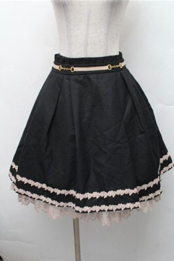 画像1: axes femme / レース付きタックスカート  黒 S-26-02-17-044-AX-SK-AS-ZS (1)