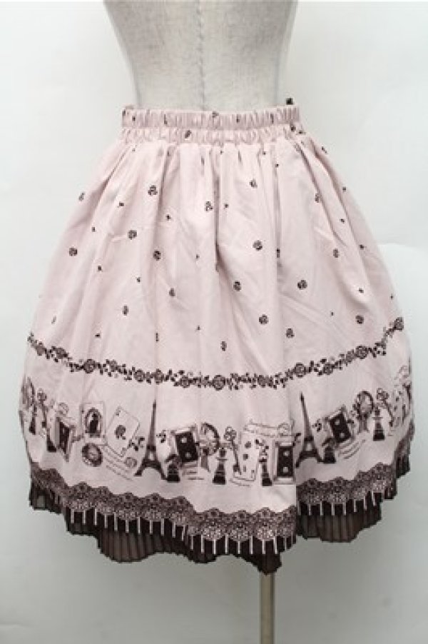 画像2: axes femme / 単色パネルパリ柄スカート  ピンク S-26-02-17-045-AX-SK-AS-ZS (2)