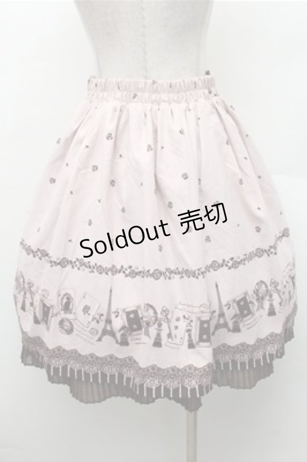 画像2: axes femme / 単色パネルパリ柄スカート  ピンク S-26-02-17-045-AX-SK-AS-ZS (2)