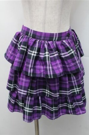 画像: SEXY DYNAMITE LONDON / タータンチェックティアードスカート  紫 S-26-02-17-052-PU-SK-HR-ZS