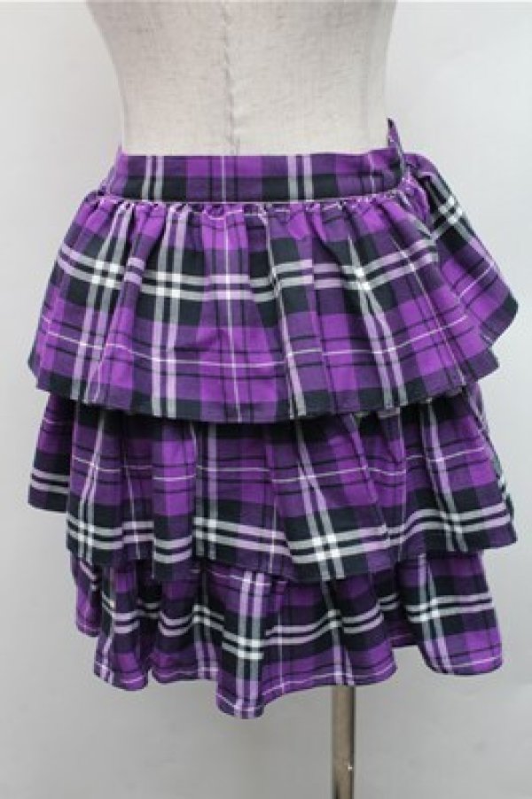 画像2: SEXY DYNAMITE LONDON / タータンチェックティアードスカート  紫 S-26-02-17-052-PU-SK-HR-ZS (2)