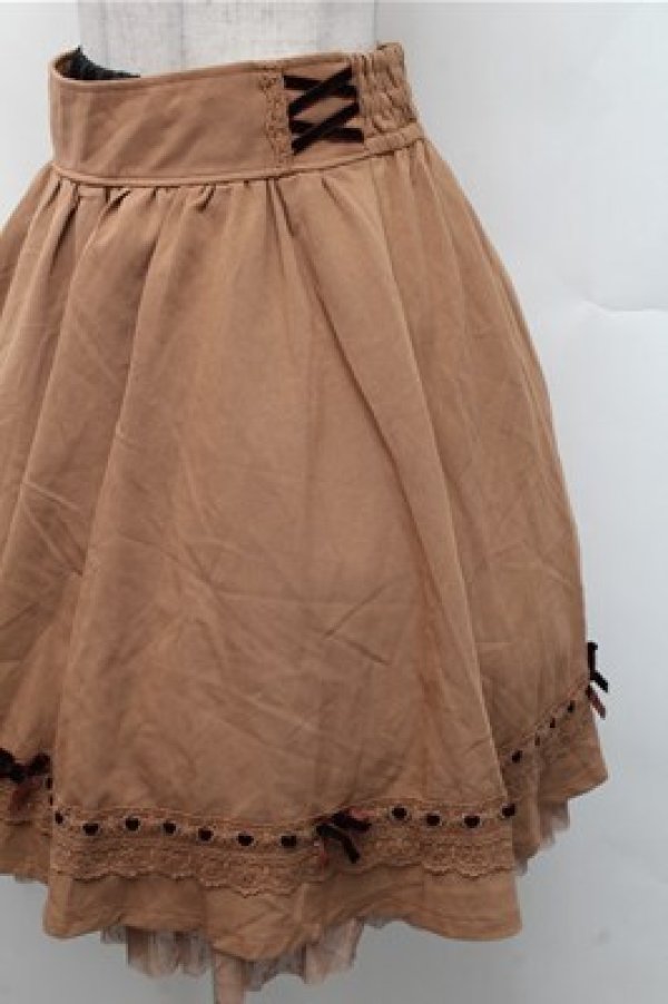 画像3: axes femme POETIQUE / 刺繍入り雪柄ミドルスカート  ベージュ S-26-02-17-053-AX-SK-HR-ZS (3)