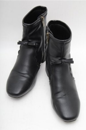 画像: m petit by misako / リボンショートブーツ LL 黒 S-26-02-17-009-0-ZA-AS-ZS