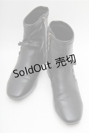 画像: m petit by misako / リボンショートブーツ LL 黒 S-26-02-17-009-0-ZA-AS-ZS