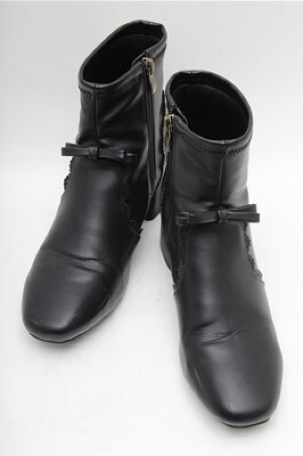 画像1: m petit by misako / リボンショートブーツ LL 黒 S-26-02-17-009-0-ZA-AS-ZS (1)