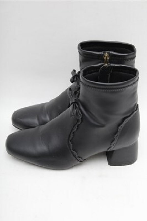 画像2: m petit by misako / リボンショートブーツ LL 黒 S-26-02-17-009-0-ZA-AS-ZS (2)