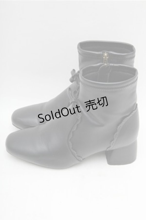 画像2: m petit by misako / リボンショートブーツ LL 黒 S-26-02-17-009-0-ZA-AS-ZS (2)