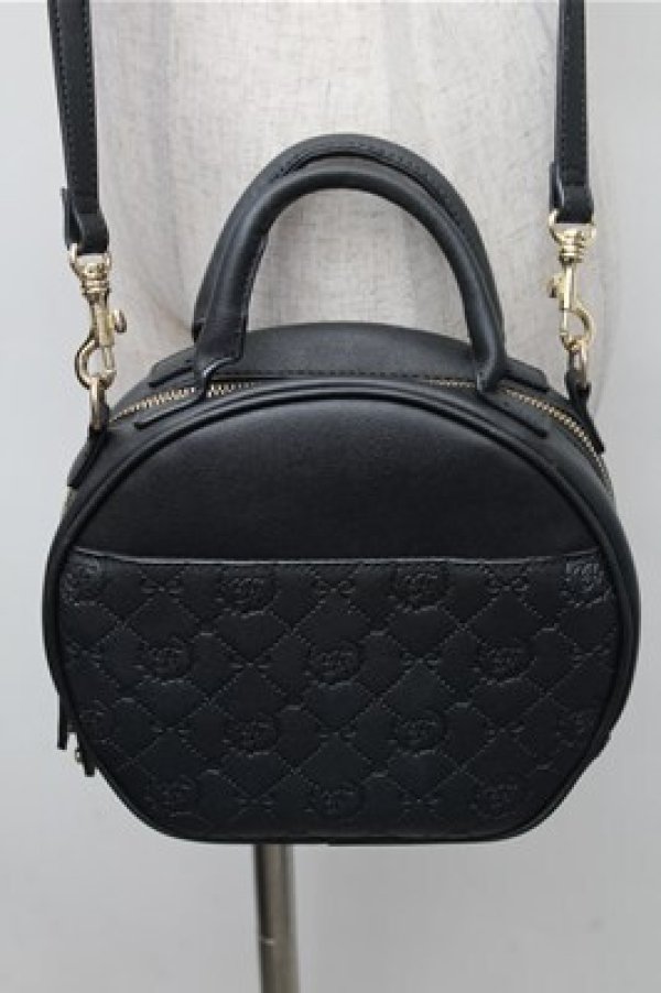 画像2: Maison de FLEUR / モノグラムハットケース型バッグ  黒 S-26-02-17-010-LO-BG-HR-ZS (2)