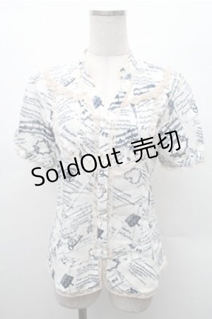 画像: axes femme / アンティーク柄ブラウス  オフｘ紺 S-26-02-17-013-AX-BL-AS-ZS