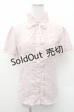 画像: axes femme / カットドビーストライプ半袖ブラウス  ピンク S-26-02-17-015-AX-BL-AS-ZS