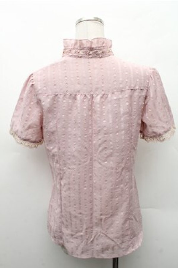 画像2: axes femme / カットドビーストライプ半袖ブラウス  ピンク S-26-02-17-015-AX-BL-AS-ZS (2)