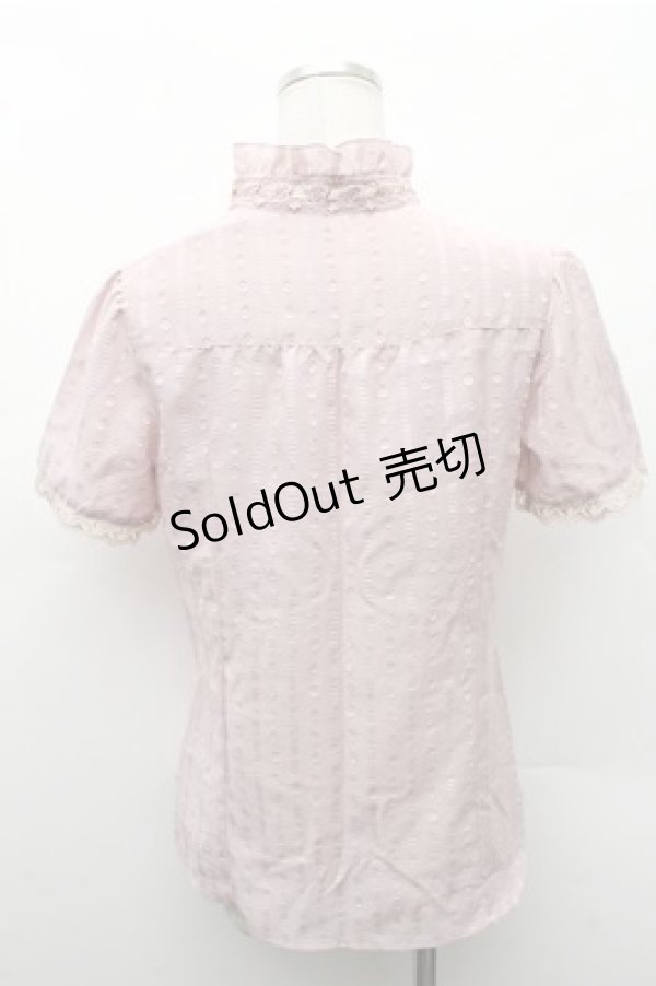 画像2: axes femme / カットドビーストライプ半袖ブラウス  ピンク S-26-02-17-015-AX-BL-AS-ZS (2)