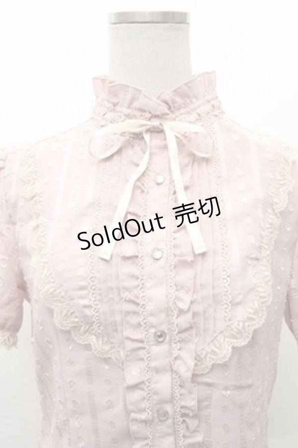 画像3: axes femme / カットドビーストライプ半袖ブラウス  ピンク S-26-02-17-015-AX-BL-AS-ZS (3)