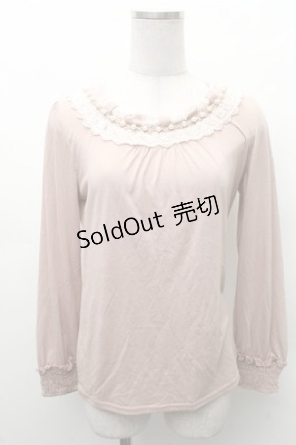 画像1: axes femme / /レースデザインカットソー  ピンク S-26-02-17-016-AX-TO-AS-ZS (1)