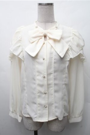 画像: axes femme POETIQUE / リボン付フリル長袖ブラウス  オフ S-26-02-17-019-AX-BL-AS-ZS