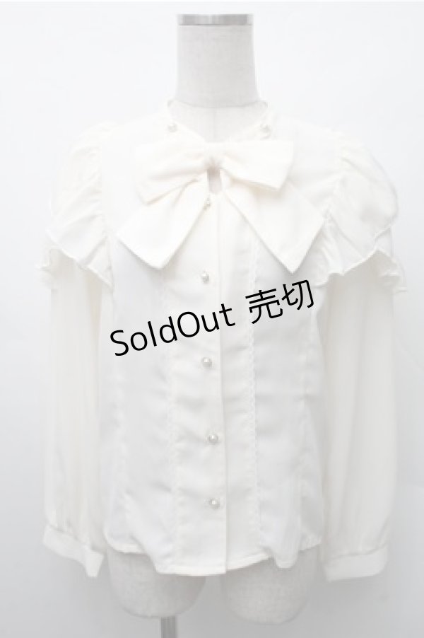 画像1: axes femme POETIQUE / リボン付フリル長袖ブラウス  オフ S-26-02-17-019-AX-BL-AS-ZS (1)