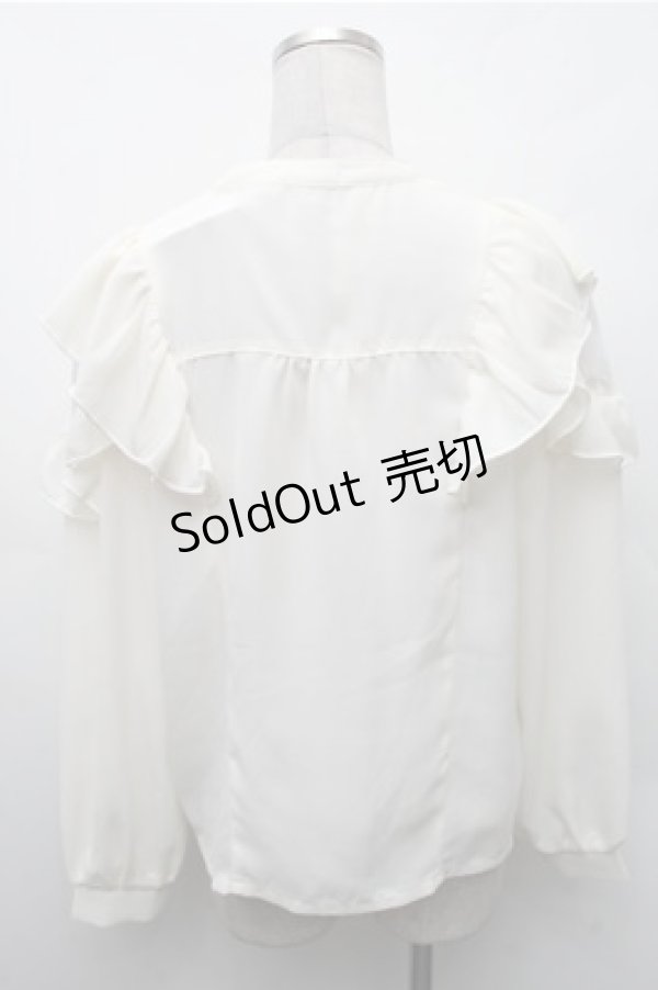 画像2: axes femme POETIQUE / リボン付フリル長袖ブラウス  オフ S-26-02-17-019-AX-BL-AS-ZS (2)