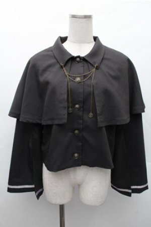 画像: axes femme / チェーン付ケープジャケット  黒 S-26-02-17-023-AX-TO-AS-ZS